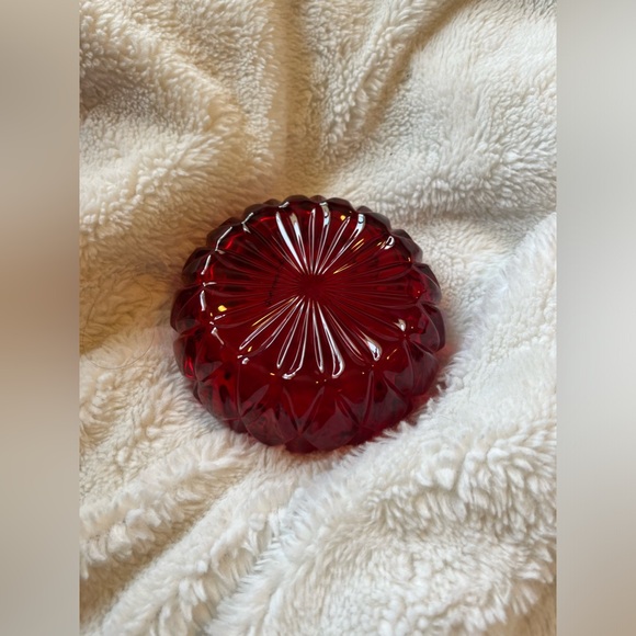 Shannon Ruby Red Glass Lead Crystal Hershey Kiss Shaped Covered Candy Dish EUC - Picture 6 of 7